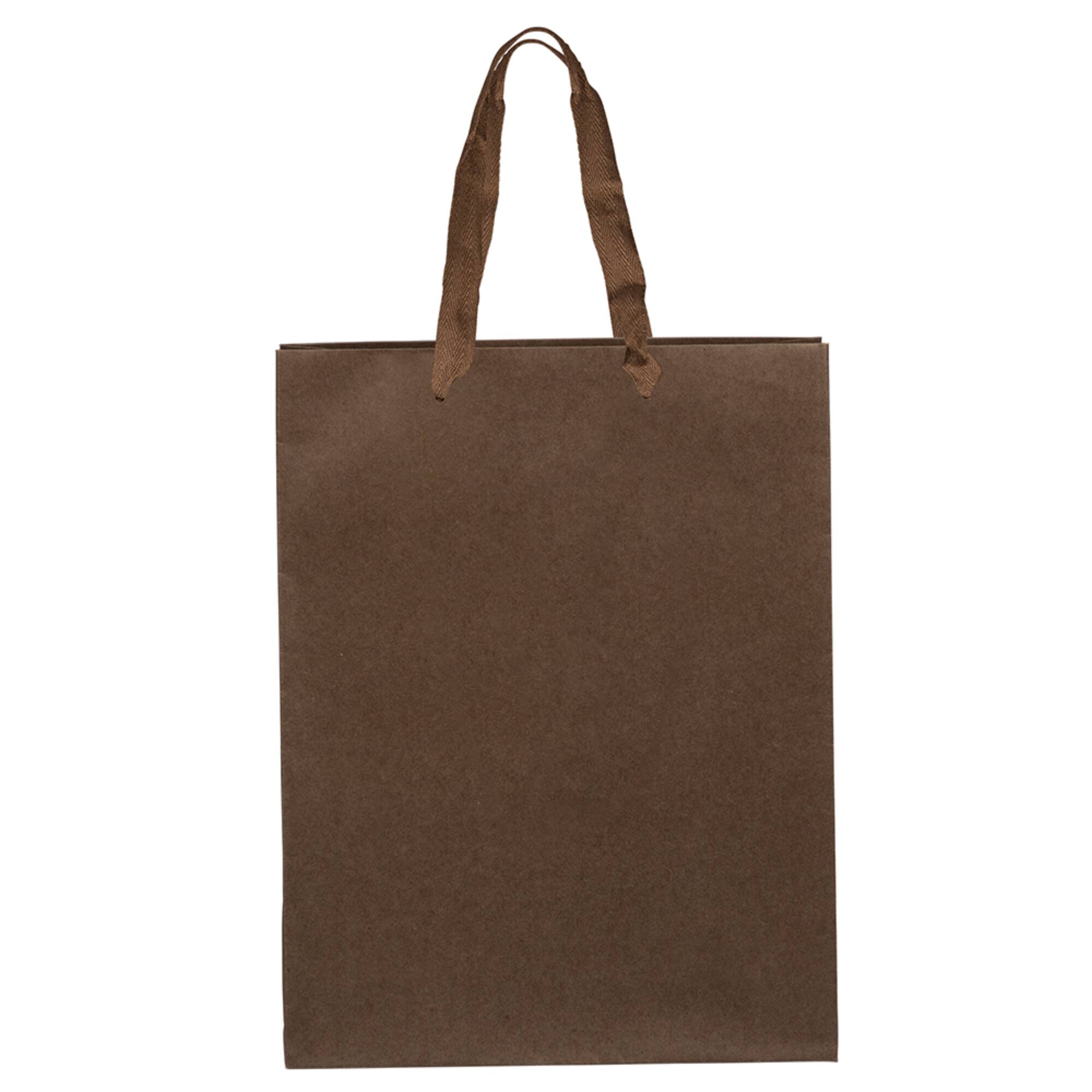 JAM Paper Large Chocolate Brown Matte Heavy Duty Kraft Gift Bags, 3ct.